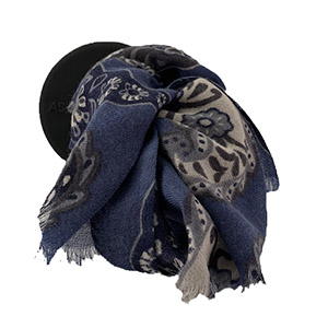 Sciarpa DIS.CACHEMIRE 2<BR/> DENIM <BR/> 100% LANA